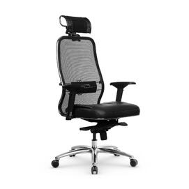 Кресло офисное Харман (black) хром черная экокожа