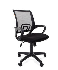 Кресло офисное Бит черный пластик темно серая сетка черная ткань