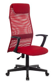 Кресло руководителя Бюрократ KB-8 Сиденье ткань TW-97N красная/Cпинка сетка TW-35N красная