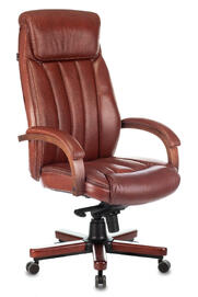 Кресло руководителя Бюрократ T-9922 WALNUT Кожа коричневая/задняя часть спинки Искус. кожа коричневая