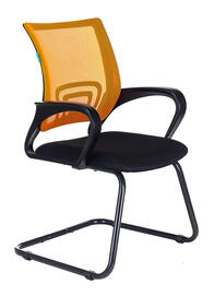 Конференц-кресло Бюрократ CH-695N-AV Сиденье ткань TW-11 черная/спинка сетка TW-38-3 оранжевая
