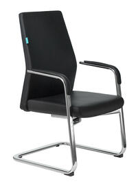 Конференц-кресло Бюрократ JONS Low-V Кожа черная/задняя часть спинки искус. кожа черная