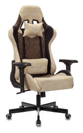 Кресло игровое Бюрократ Viking 7 KNIGHT Ткань бежевая/ткань коричневая/экокожа коричневая