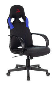 Кресло игровое Бюрократ ZOMBIE RUNNER Ткань черная/искус. кожа синяя