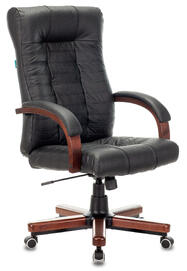 Кресло руководителя Бюрократ KB-10 WALNUT Кожа черная/задняя часть спинки искус. кожа черная