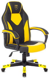 Кресло игровое Бюрократ ZOMBIE GAME 17 Ткань черная, желтая/экокожа черная, желтая