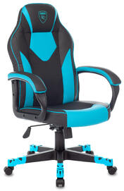 Кресло игровое Бюрократ ZOMBIE GAME 17 Ткань черная,синяя/экокожа черная, синяя