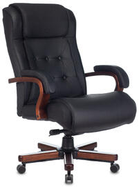 Кресло руководителя Бюрократ T-9926 WALNUT Кожа черная/задняя часть спинки искус. кожа черная