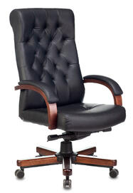 Кресло руководителя Бюрократ T-9928 WALNUT Кожа черная/задняя часть спинки искус. кожа черная