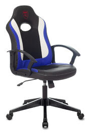 Кресло игровое Бюрократ ZOMBIE 11 Ткань черная,синяя/экокожа черная, синяя