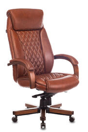 Кресло руководителя Бюрократ T-9924 WALNUT Кожа светло-коричневая/задняя часть спинки искус. кожа светло-коричневая