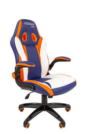 Кресло игровое (геймерское) Chairman Game 15 Экокожа Синий/белый/оранжевый
