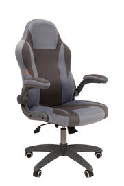 Кресло игровое (геймерское) Chairman Game 55 Ткань велюр Серый/голубой