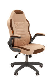 Кресло игровое (геймерское) Chairman Game 50 Ткань велюр Бежевый/коричневый