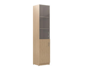 Офисная мебель Simple Шкаф колонка комбинированный со стеклом левый SR-5U.2(L) Легно светлый 386х375х1817