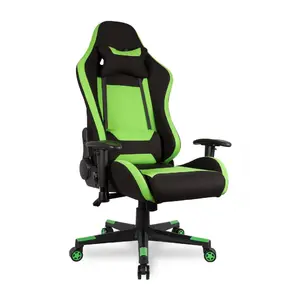 Геймерское кресло College BX-3760 Black/Green Ткань черно-зеленая/Ткань зеленая