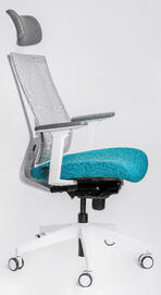 Эргономичное кресло Falto G1 (White) GON-01WAL/GY-BL Спинка сетка серая/сиденье ткань синяя 680x640x360