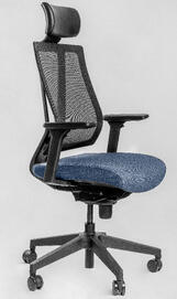 Эргономичное кресло Falto G1 (Black) GON-01KAL/BK-D.BL Спинка сетка черная/сиденье ткань тёмно-синяя 680x640x360