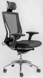 Эргономичное кресло Falto Trium (White) TRI-11WALM/GY-BL Спинка сетка серая/сиденье ткань синяя 770x640x380