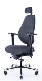 Кресло офисное Имидж черный пластик серая сетка серая ткань