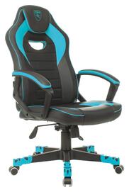 Кресло игровое Бюрократ ZOMBIE GAME 16 Ткань черная/экокожа черная, голубая
