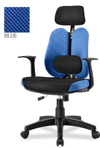 Эргономичное кресло Synif Duo Gini SY-1033-BL Ткань True Black (черная)/ткань Sugar Blue (синяя) 610x430x570