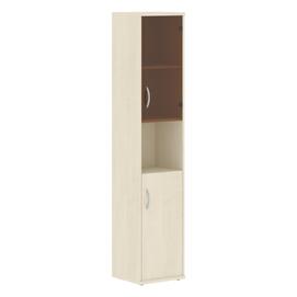 Офисная мебель Имаго Шкаф колонка с малой глухой и стеклянной дверьми СУ-1.4(R) Клен 403х365х1975
