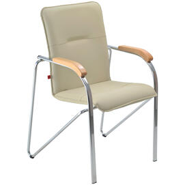 Конференц-кресло Самба хром Экокожа Dollaro 122 (подлокотники бук) 600x560x880