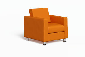 Кресло мягкое Chairman СИМПЛ Экокожа Euroline 112 (Оранжевый) 820х830х830
