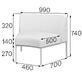 Модуль радиусный внутренний АСТРО A45 Экокожа Ecotex 3001 (черная) 990х750х740