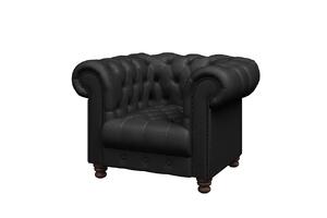 Кресло мягкое ЧЕСТЕР CH1 Экокожа Ecotex 3001 (черная) 1120х900х730
