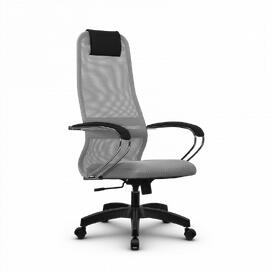 Кресло руководителя SU-BK131-8, осн.001 (PL) сетка/ткань-сетка (св.Серая) 260x680x910