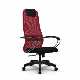 Кресло руководителя SU-BK131-8, осн.001 (PL) сетка/ткань-сетка (Красная/Черная) 260x680x910