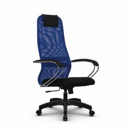 Кресло руководителя SU-BK131-8, осн.001 (PL) сетка/ткань-сетка (Синяя/Черная) 260x680x910