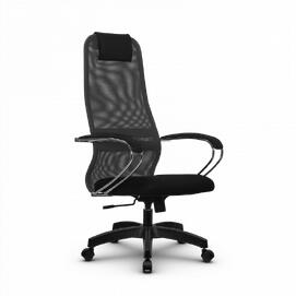 Кресло руководителя SU-BK131-8, осн.001 (PL) сетка/ткань-сетка (тем.Серая/Черная) 260x680x910