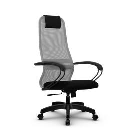 Кресло руководителя SU-BK130-8, осн.001 (PL) сетка/ткань-сетка (св.Серая/Черная) 260x680x910