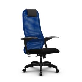 Кресло руководителя SU-BU158-8, осн.001 (PL) сетка/ткань-сетка (Синяя/Черная) 260x680x910