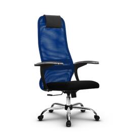 Кресло руководителя SU-BU158-8, осн.003 (Ch) сетка/ткань-сетка (Синяя/Черная) 260x680x910