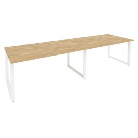 Офисная мебель Onix Стол переговорный (2 столешницы) O.MO-PRG-2.4 Тиквуд светлый/Белый 3160x980x750