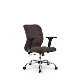 Кресло компьютерное SU-Mr-4/подл.200/осн.003 ткань-велюр, темно-коричневый