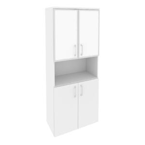 Офисная мебель Onix Шкаф высокий широкий O.ST-1.4 R white Тиквуд тёмный/Белый бриллиант 800x420x1977