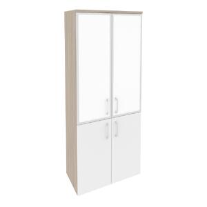 Офисная мебель Onix Шкаф высокий широкий O.ST-1.2 R white Дуб аттик/Белый бриллиант 800x420x1977