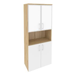 Офисная мебель Onix Шкаф высокий широкий O.ST-1.4 R white Тиквуд светлый/Белый бриллиант 800x420x1977