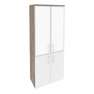 Офисная мебель Onix Шкаф высокий широкий O.ST-1.2 R white Денвер светлый/Белый бриллиант 800x420x1977