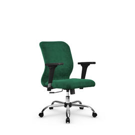 Кресло компьютерное SU-Mr-4/подл.200/осн.003 ткань-велюр, зеленое