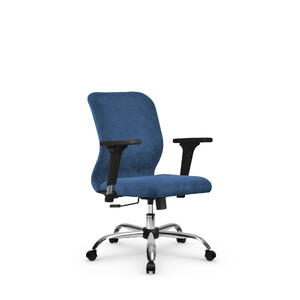 Кресло компьютерное SU-Mr-4/подл.200/осн.003 ткань-велюр, синий