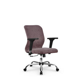 Кресло компьютерное SU-Mr-4/подл.200/осн.003 ткань-велюр, розовый