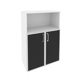 Офисная мебель Onix Шкаф средний широкий O.ST-2.2 R black Белый бриллиант 800x420x1207