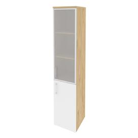 Офисная мебель Onix Шкаф высокий узкий правый O.SU-1.2 R (R) Тиквуд светлый/Белый бриллиант 400x420x1977