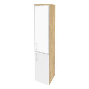 Офисная мебель Onix Шкаф высокий узкий правый O.SU-1.2 R (R) white Тиквуд светлый/Белый бриллиант 400x420x1977